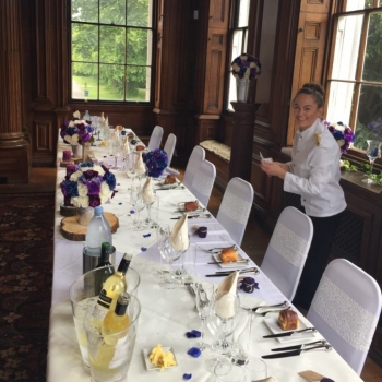 Preparing the head table for bride and groom